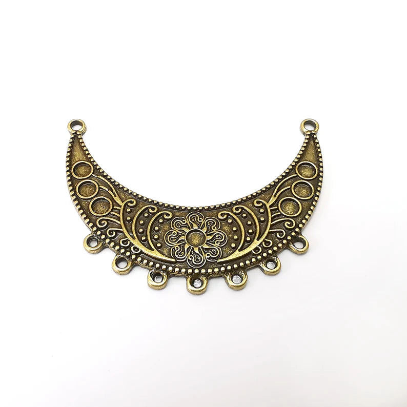Flower Connector, Necklace Parts, Collar Jewelry Parts, Pendant Component, Antique Bronze Finding, Antique Bronze Plated (66x47mm) G35541