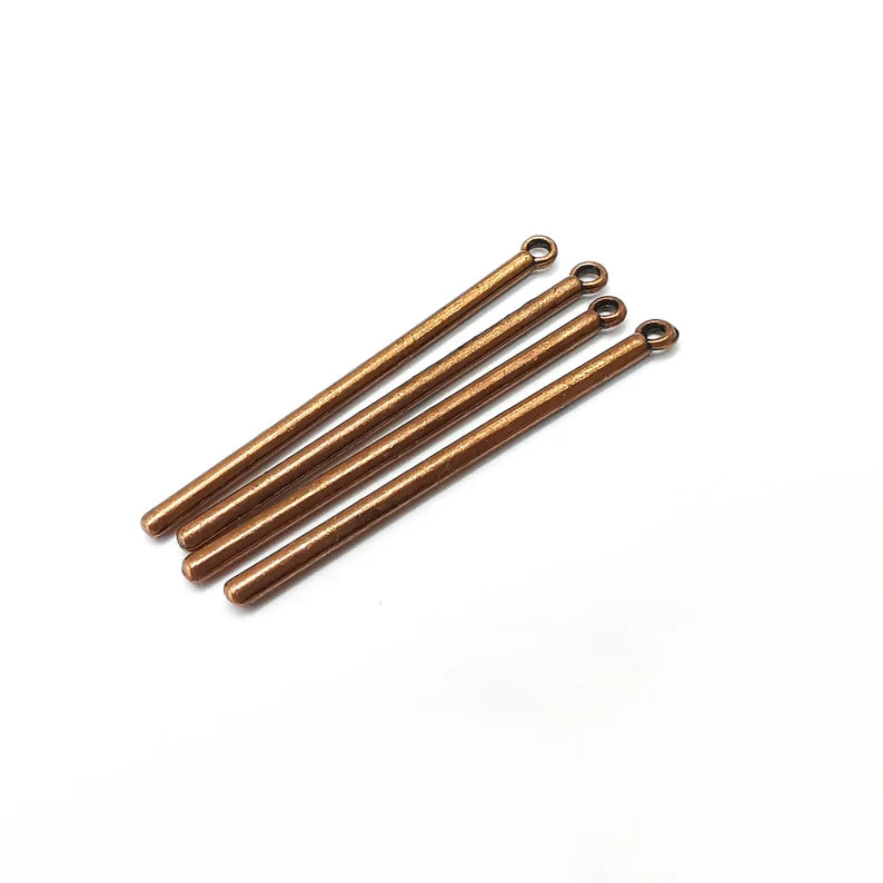 5 Rod Charms, Stick Charm, Ethnic Charm, Rustic Charms, Stave Charms, Earring Parts, Antique Copper Plated 40x2mm G35696