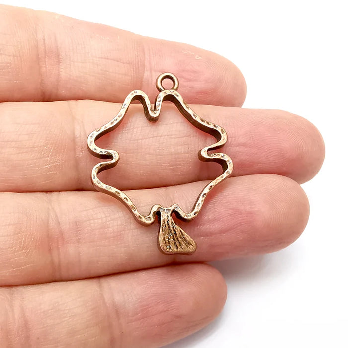2 Fish Charms, Frame Charms, Nature Charms Jewelry Parts, Bracelet Component, Antique Copper Plated Metal Finding (39x29mm) G35697