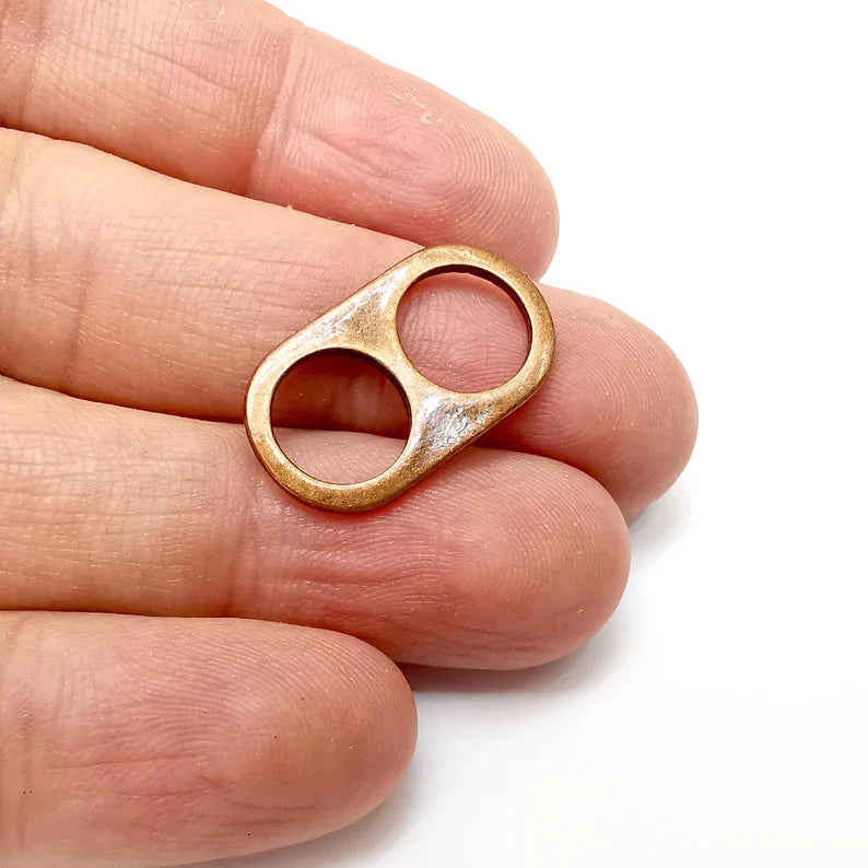 5 Copper Two Hole Connector, Jewelry Parts, Copper Bracelet Component, Antique Copper Finding, Antique Copper Plated Metal (25x15mm) G35699