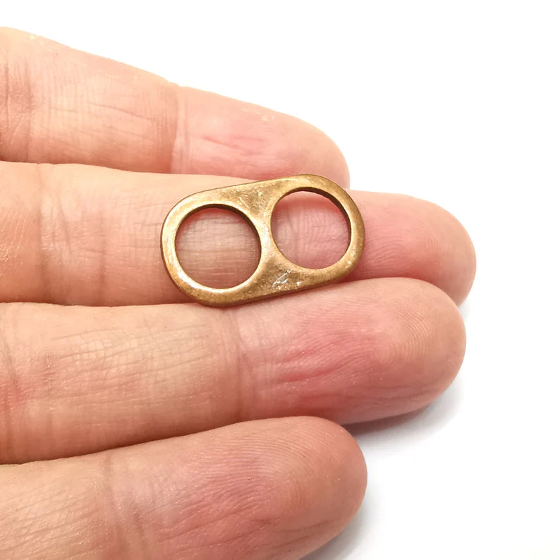 5 Copper Two Hole Connector, Jewelry Parts, Copper Bracelet Component, Antique Copper Finding, Antique Copper Plated Metal (25x15mm) G35699