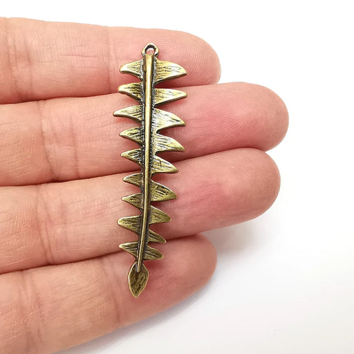 Bronze Fern Charms, Boho Charm, Rustic Charm, Earring Charm, Bronze Pendant, Necklace Parts, Antique Bronze Plated 57x16mm G35552