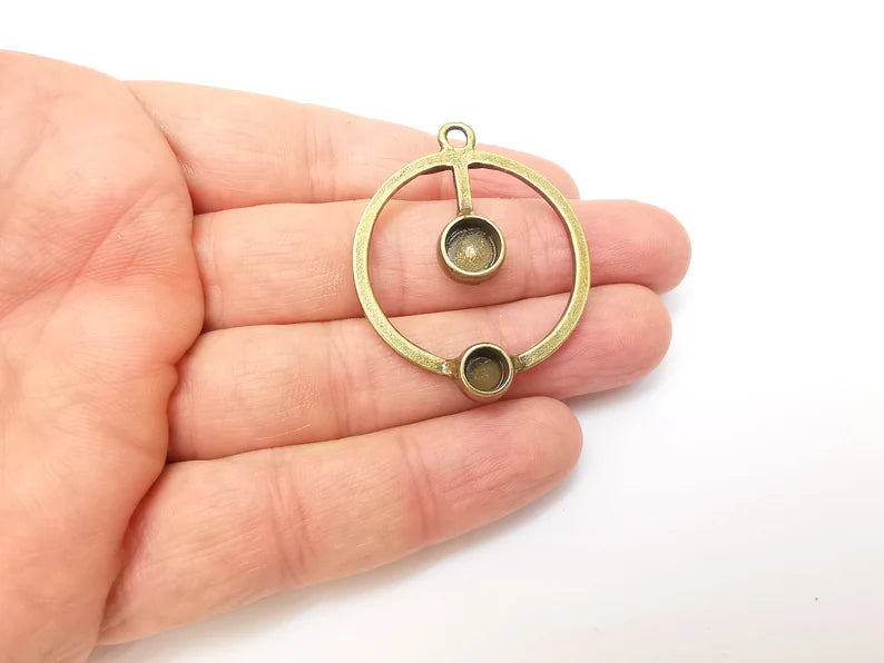 Round Pendant Blanks, Resin Bezel Bases, Mosaic Mountings, Dry flower Frame, Polymer Clay base, Antique Bronze Plated 6mm and 8mm G33949