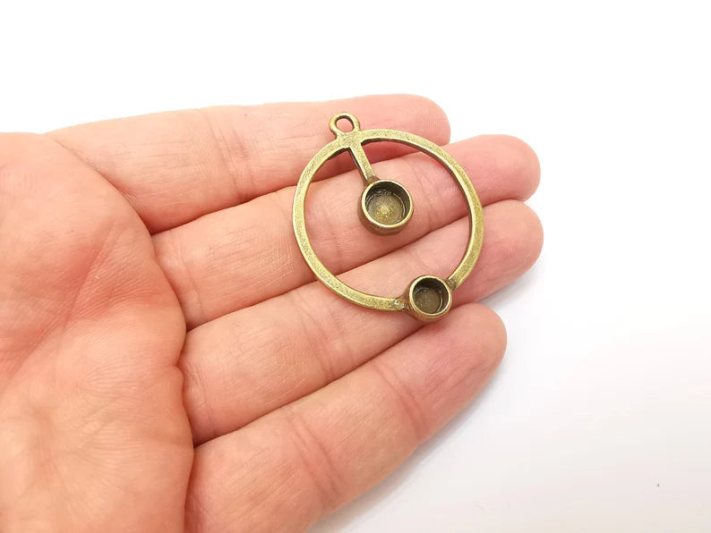 Round Pendant Blanks, Resin Bezel Bases, Mosaic Mountings, Dry flower Frame, Polymer Clay base, Antique Bronze Plated 6mm and 8mm G33949