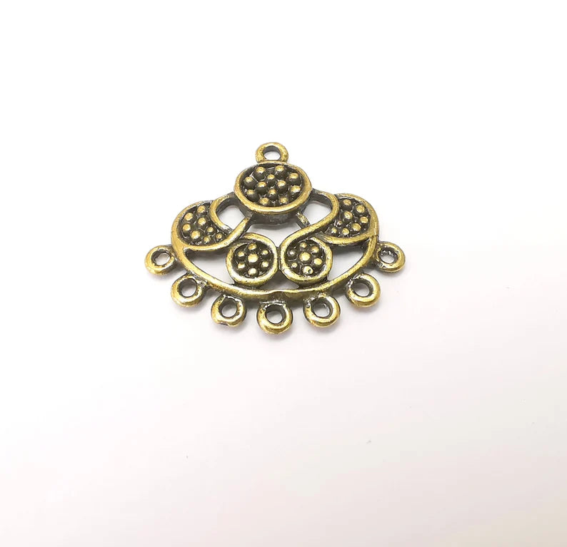 Bronze Connector Charms, Boho Charm, Rustic Charm, Earring Charm, Bronze Pendant, Necklace Parts, Antique Bronze Plated 31x28mm G35702