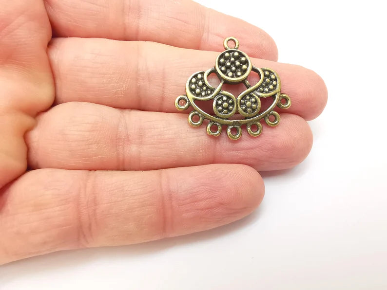 Bronze Connector Charms, Boho Charm, Rustic Charm, Earring Charm, Bronze Pendant, Necklace Parts, Antique Bronze Plated 31x28mm G35702