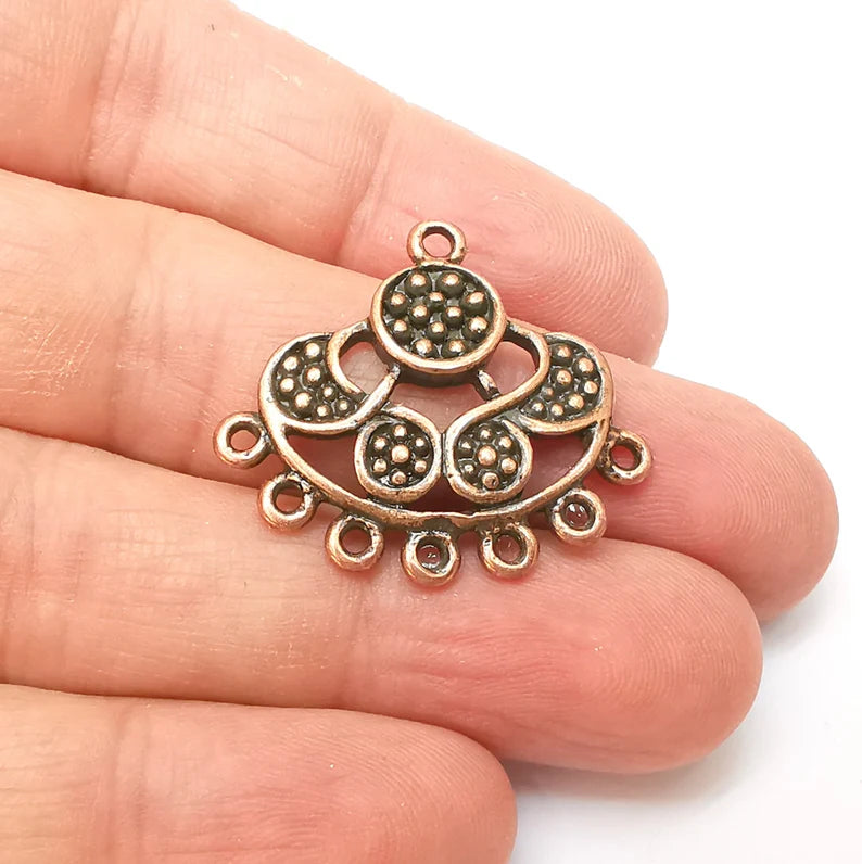 Copper Connector Charms, Boho Charm, Rustic Charm, Earring Charm, Copper Pendant, Necklace Parts, Antique Copper Plated 31x28mm G35704