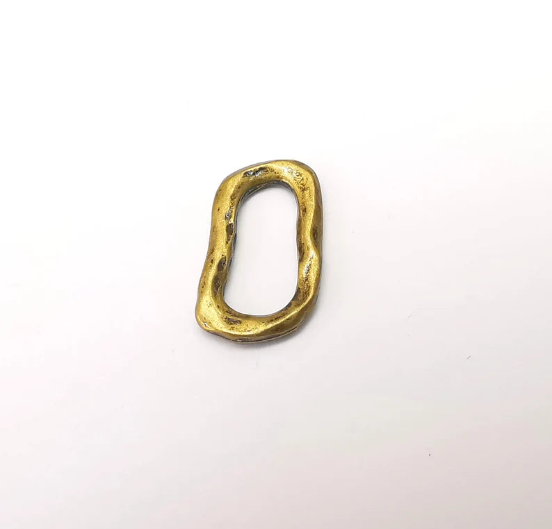 5 Bronze Oval Circle, Bracelet Connector, Organic Shape Circle, Large Hole Beads, Necklace Parts, Antique Bronze Plated Metal 21x12mm G35705