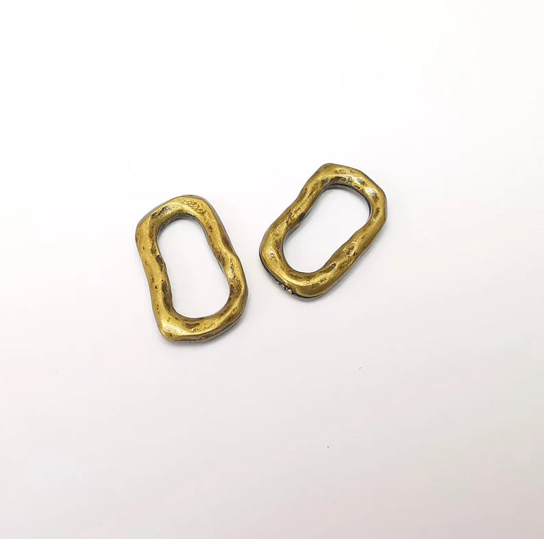 5 Bronze Oval Circle, Bracelet Connector, Organic Shape Circle, Large Hole Beads, Necklace Parts, Antique Bronze Plated Metal 21x12mm G35705