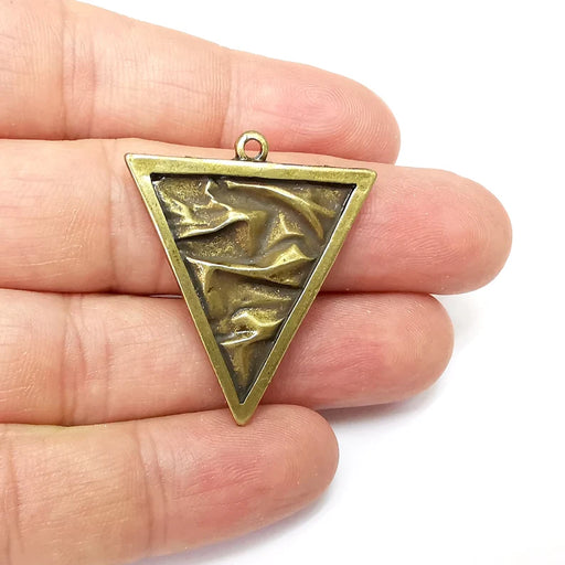 Bronze Triangle Charms, Boho Charm, Rustic Charm, Earring Charm, Bronze Pendant, Necklace Parts, Antique Bronze Plated 37x32mm G35563