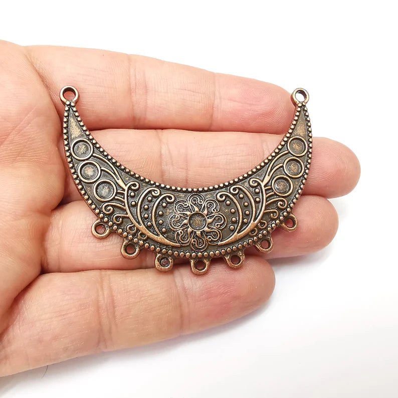 Flower Connector, Necklace Parts, Collar Jewelry Parts, Pendant Component, Antique Copper Finding, Antique Copper Plated (66x47mm) G35564