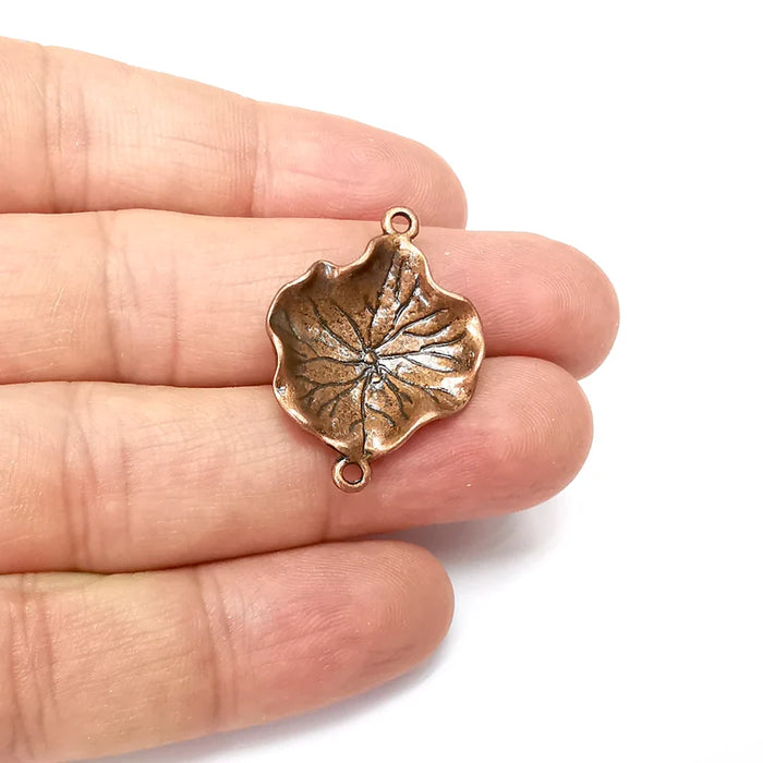 2 Copper Leaf Connector, Jewelry Parts, Copper Bracelet Component, Antique Copper Finding, Antique Copper Plated Metal (31x22mm) G35569