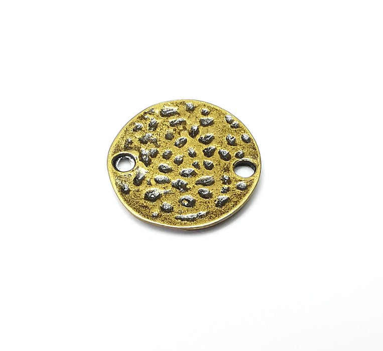 2 Organic Hammered Connector, Round Jewelry Parts, Bronze Bracelet Component, Antique Bronze Plated Metal Findings (20mm) G35729