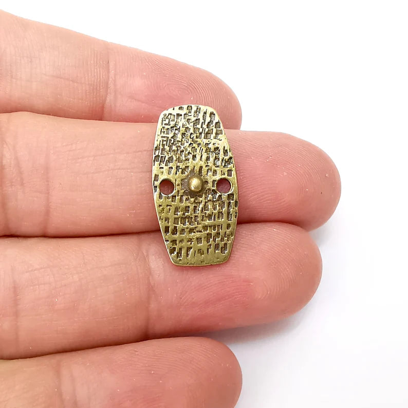 5 Two Hole Connector, Bronze Jewelry Parts, Bronze Bracelet Component, Antique Bronze Finding, Antique Bronze Plated Metal (25x13mm) G35574