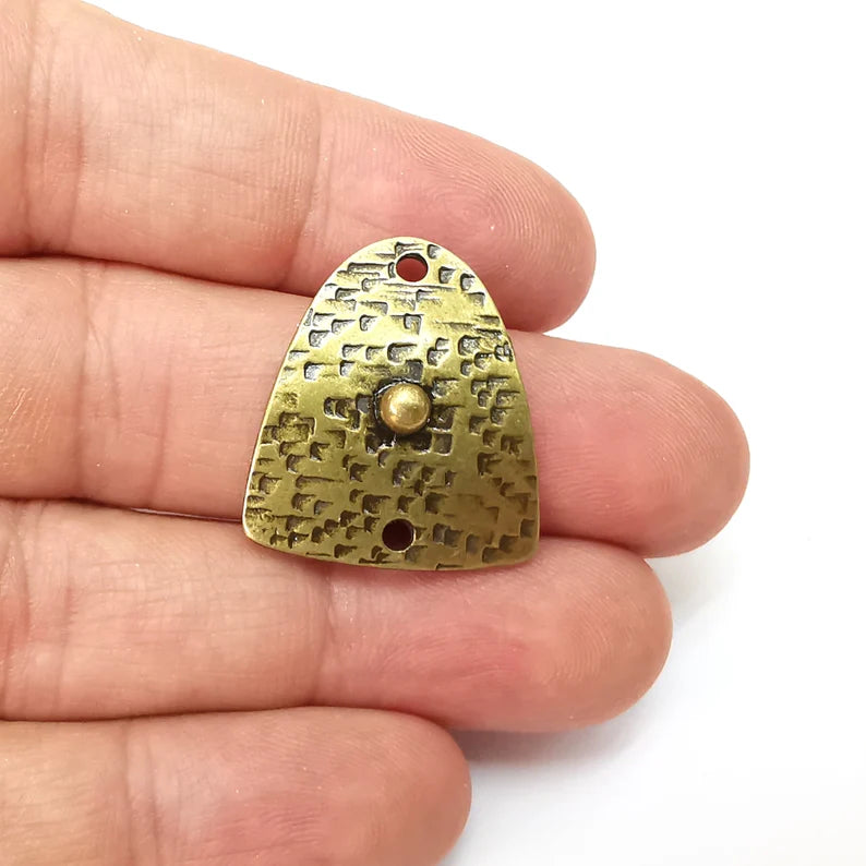 2 Two Hole Connector, Bronze Jewelry Parts, Bronze Bracelet Component, Antique Bronze Finding, Antique Bronze Plated Metal (26x23mm) G35575