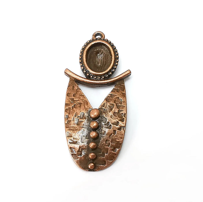 Copper Rustic Charms, Hammered Boho Charm, Ethnic Charm, Earring Charm, Copper Pendant, Necklace Parts, Antique Copper Plated 47x21mm G35582