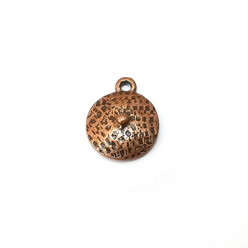 5 Copper Dangle Charms, Boho Charms, Rustic Charms, Earring Charms, Copper Pendant, Necklace Parts, Antique Copper Plated 18x14mm G35583