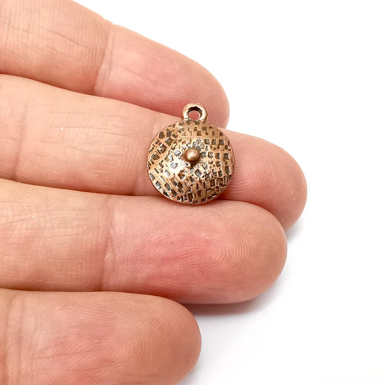 5 Copper Dangle Charms, Boho Charms, Rustic Charms, Earring Charms, Copper Pendant, Necklace Parts, Antique Copper Plated 18x14mm G35583