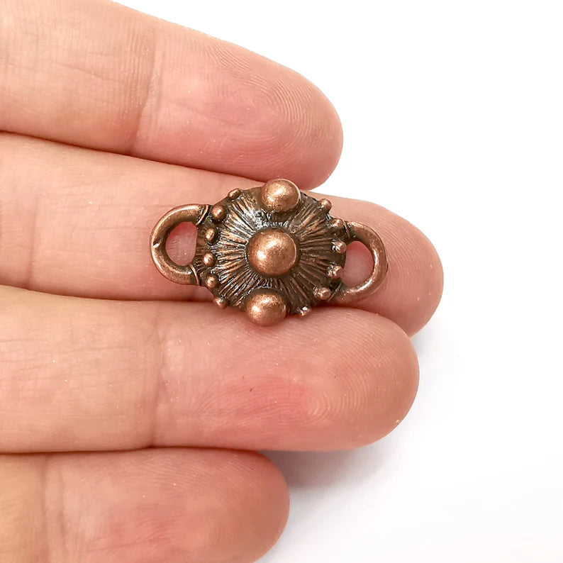 2 Copper Rustic Connector, Jewelry Parts, Copper Bracelet Component, Antique Copper Finding, Antique Copper Plated Metal (27x16mm) G35584