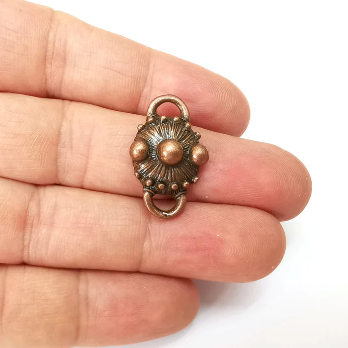 2 Copper Rustic Connector, Jewelry Parts, Copper Bracelet Component, Antique Copper Finding, Antique Copper Plated Metal (27x16mm) G35584