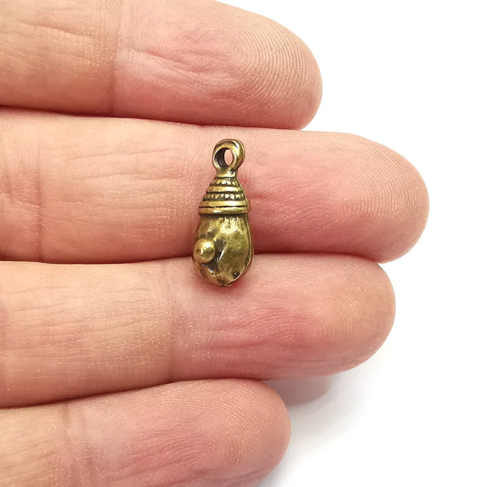 2 Bronze Drop Charms, Boho Charms, Rustic Charms, Earring Charms, Bronze Pendant, Necklace Parts, Antique Bronze Plated 17x9mm G35743