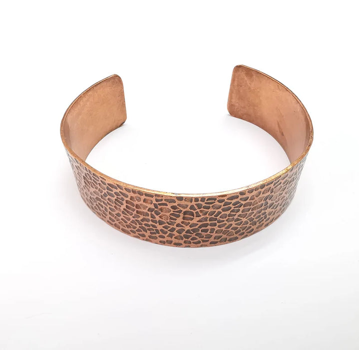 Hammered Copper Bracelet, Cuff Blank, Bracelet Base, Antique Copper Plated Brass Adjustable Bracelet (20mm) G35748