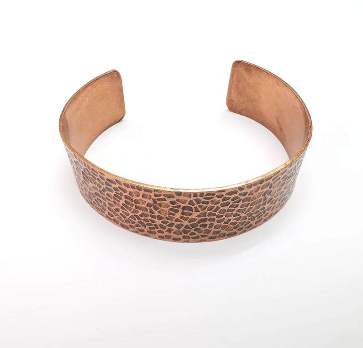 Hammered Copper Bracelet, Cuff Blank, Bracelet Base, Antique Copper Plated Brass Adjustable Bracelet (20mm) G35748