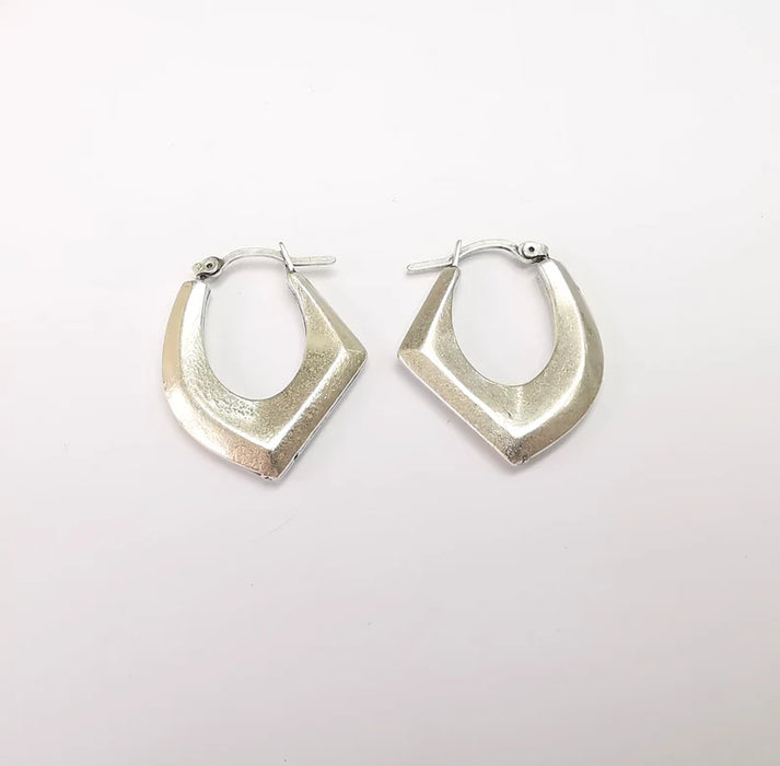 Silver Hoop Earrings, Antique Silver Plated Hoop Earring, Findings (30x24mm) G35749