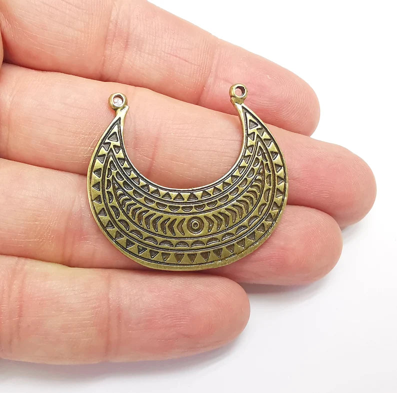 Bronze Connector Charms, Boho Charm, Rustic Charm, Earring Charm, Bronze Pendant, Necklace Parts, Antique Bronze Plated 39x35mm G35750