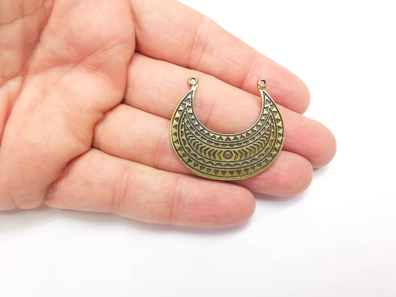 Bronze Connector Charms, Boho Charm, Rustic Charm, Earring Charm, Bronze Pendant, Necklace Parts, Antique Bronze Plated 39x35mm G35750