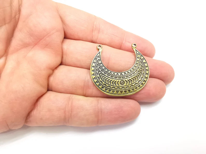 Bronze Connector Charms, Boho Charm, Rustic Charm, Earring Charm, Bronze Pendant, Necklace Parts, Antique Bronze Plated 39x35mm G35750