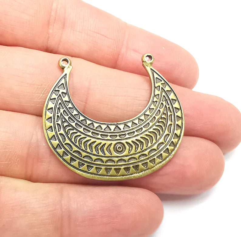 Bronze Connector Charms, Boho Charm, Rustic Charm, Earring Charm, Bronze Pendant, Necklace Parts, Antique Bronze Plated 39x35mm G35750
