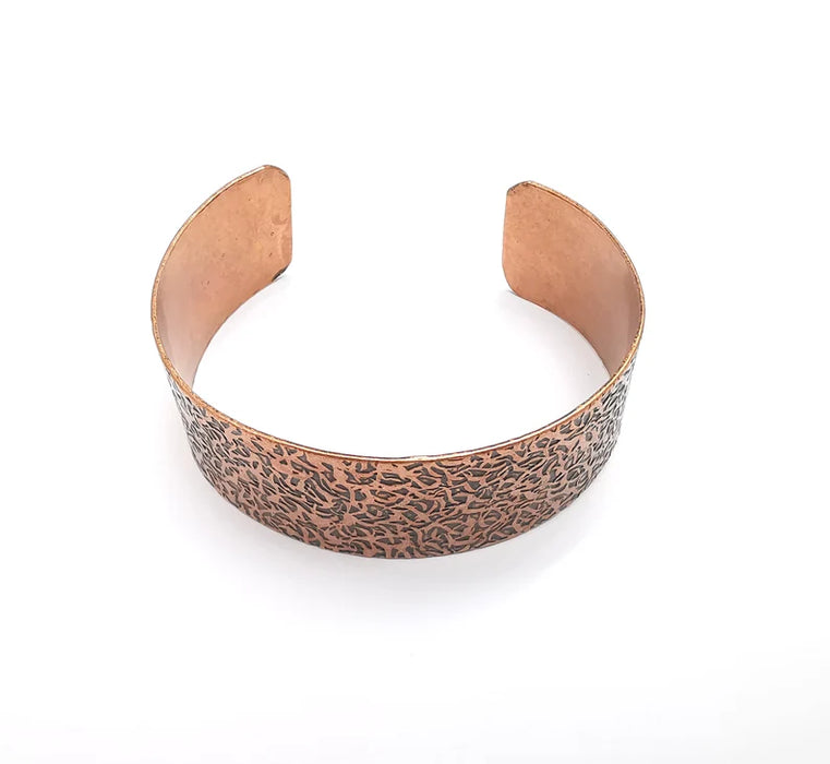 Textured Bracelet, Bezel Cuff, Blank Mountings, Bangle Base, Setting, Antique Copper Plated Brass Adjustable Bracelet (25mm) G35756