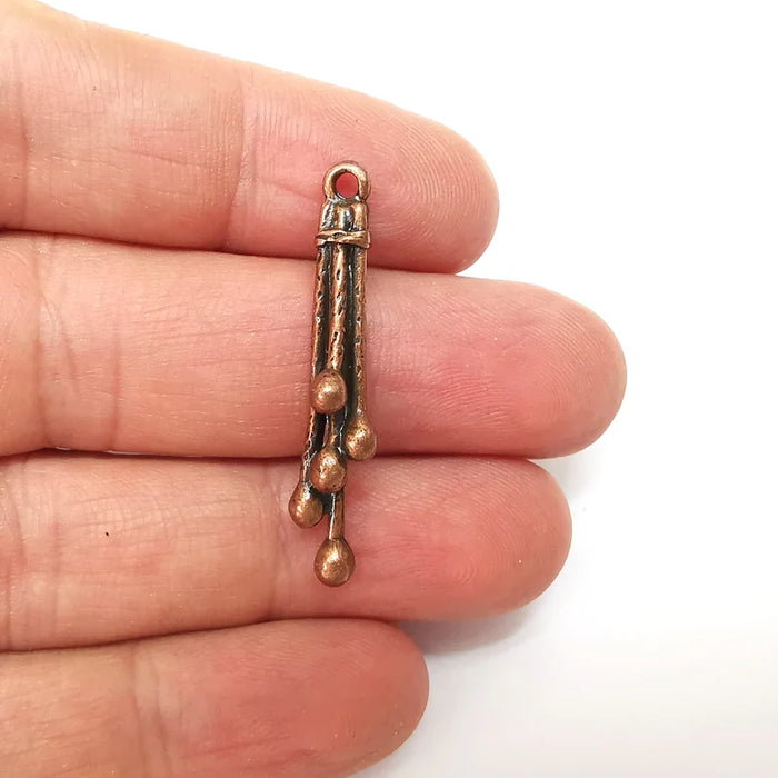 2 Copper Stalactite Charms, Boho Charm, Rustic Charm, Earring Charm, Copper Pendant, Necklace Parts, Antique Copper Plated 38x5mm G35597