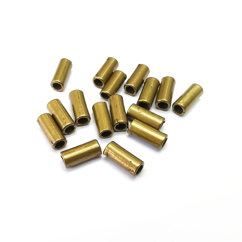 10 Tube Bronze Beads, Indian bead, Tribal bead, Native Bead, African Bead, Bracelet Beads, Necklace Beads, Antique Bronze Plated 11x5mm G35880
