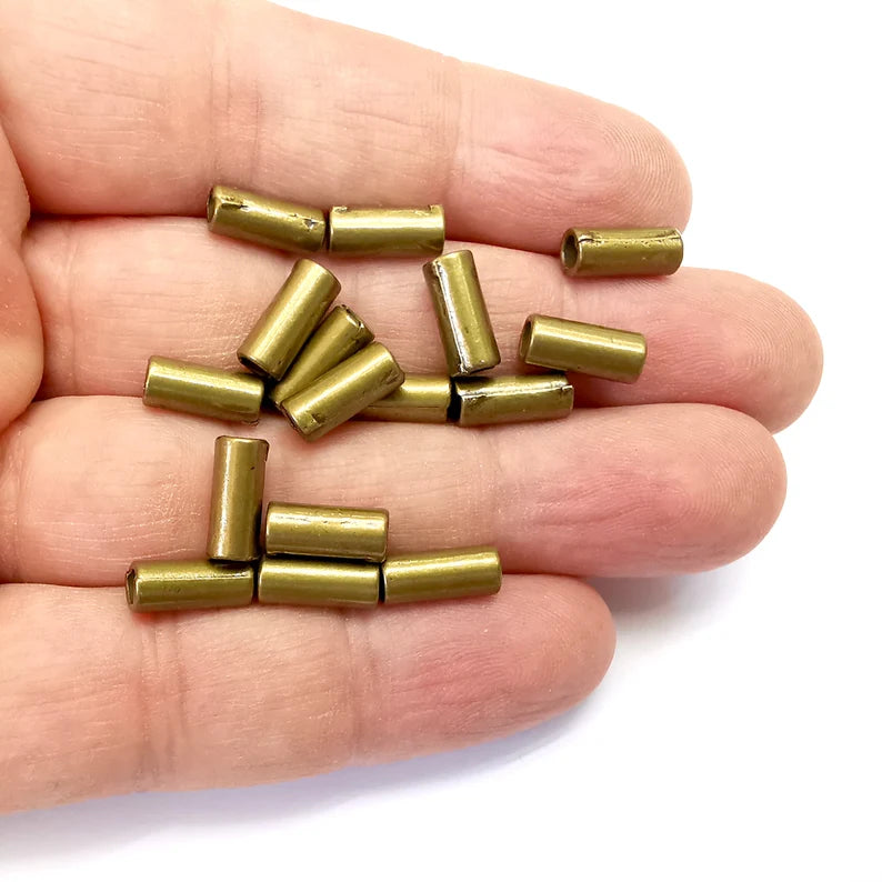 10 Tube Bronze Beads, Indian bead, Tribal bead, Native Bead, African Bead, Bracelet Beads, Necklace Beads, Antique Bronze Plated 11x5mm G35880