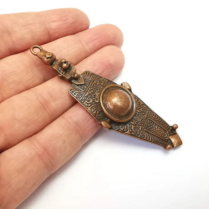 Copper Charms, Ethnic Charms, Jewelry Parts, Bracelet Component, Antique Copper Plated Metal Charms (86x29mm) G35775