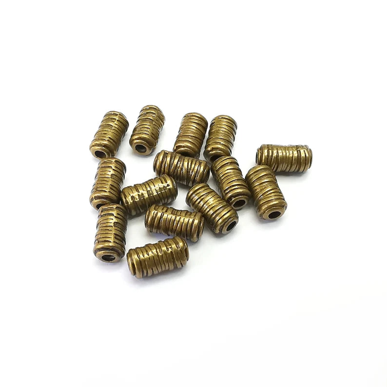 10 Tube Bronze Beads, Indian bead, Tribal bead, Native Bead, African Bead, Bracelet Beads, Necklace Beads, Antique Bronze Plated 10x5mm G35776
