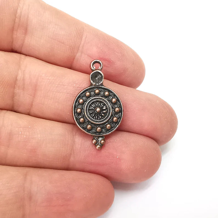 5 Copper Charms, Boho Charms, Earring Charms, Copper Pendant, Ethnic Rustic Charms, Necklace Parts, Antique Copper Plated 29x16mm G35783