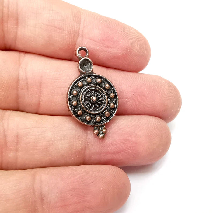 5 Copper Charms, Boho Charms, Earring Charms, Copper Pendant, Ethnic Rustic Charms, Necklace Parts, Antique Copper Plated 29x16mm G35783
