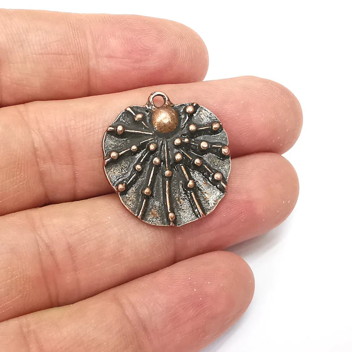 Copper Dangle Charms, Boho Charms, Rustic Charms, Earring Charms, Copper Pendant, Necklace Parts, Antique Copper Plated 27x24mm G35787