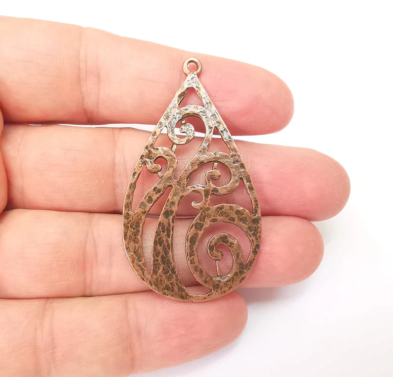 Copper Dangle Charms, Ethnic Charms, Jewelry Parts, Bracelet Component, Antique Copper Plated Metal Charms (54x30mm) G35796