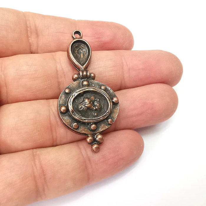 Copper Dangle Charms, Boho Charms, Rustic Charms, Earring Charms, Copper Pendant, Necklace Parts, Antique Copper Plated 49x24mm G35804