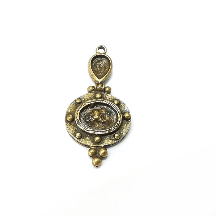 Bronze Dangle Charms, Boho Charms, Rustic Charms, Earring Charms, Bronze Pendant, Necklace Parts, Antique Bronze Plated 49x24mm G35827