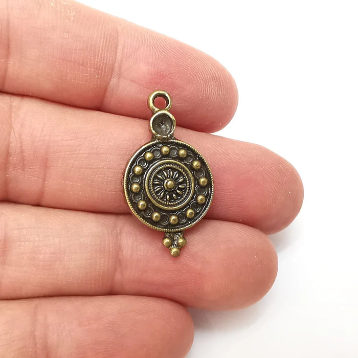 5 Bronze Charms, Boho Charms, Earring Charms, Bronze Pendant, Ethnic Rustic Charms, Necklace Parts, Antique Bronze Plated 29x16mm G35833