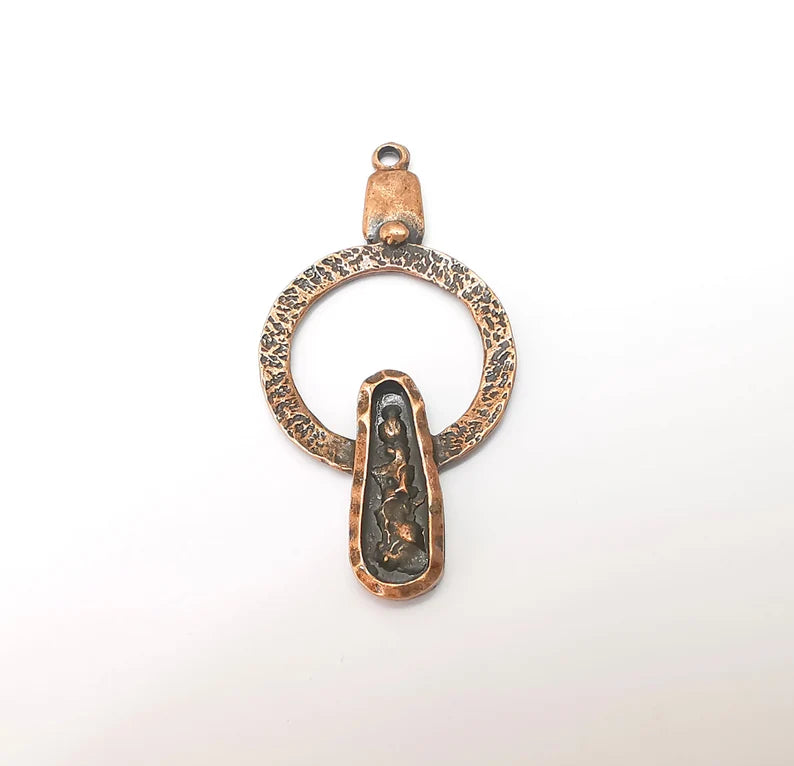 Copper Dangle Charms, Ethnic Charms, Jewelry Parts, Bracelet Component, Antique Copper Plated Metal Charms (55x27mm) G35850