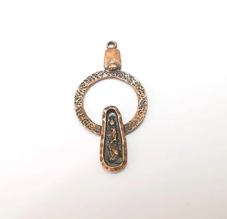 Copper Dangle Charms, Ethnic Charms, Jewelry Parts, Bracelet Component, Antique Copper Plated Metal Charms (55x27mm) G35850