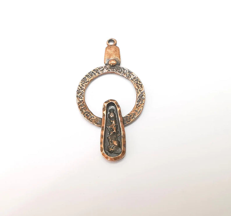 Copper Dangle Charms, Ethnic Charms, Jewelry Parts, Bracelet Component, Antique Copper Plated Metal Charms (55x27mm) G35850
