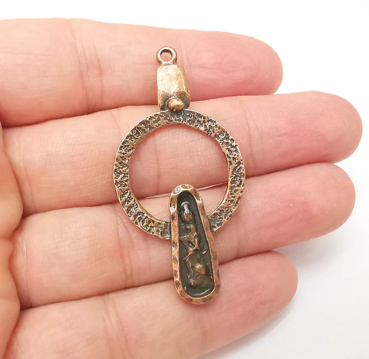 Copper Dangle Charms, Ethnic Charms, Jewelry Parts, Bracelet Component, Antique Copper Plated Metal Charms (55x27mm) G35850
