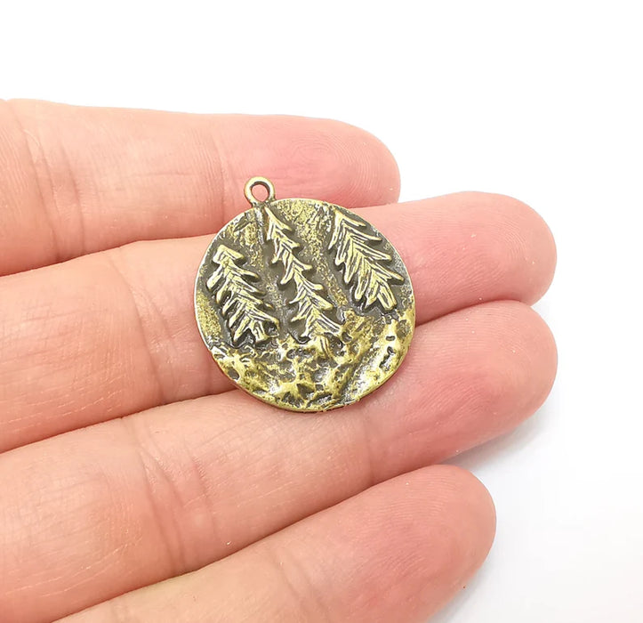 Bronze Pine Tree Charms, Forest Charms, Earring Charms, Bronze Pendant, Necklace Parts, Antique Bronze Plated 29x26mm G35854